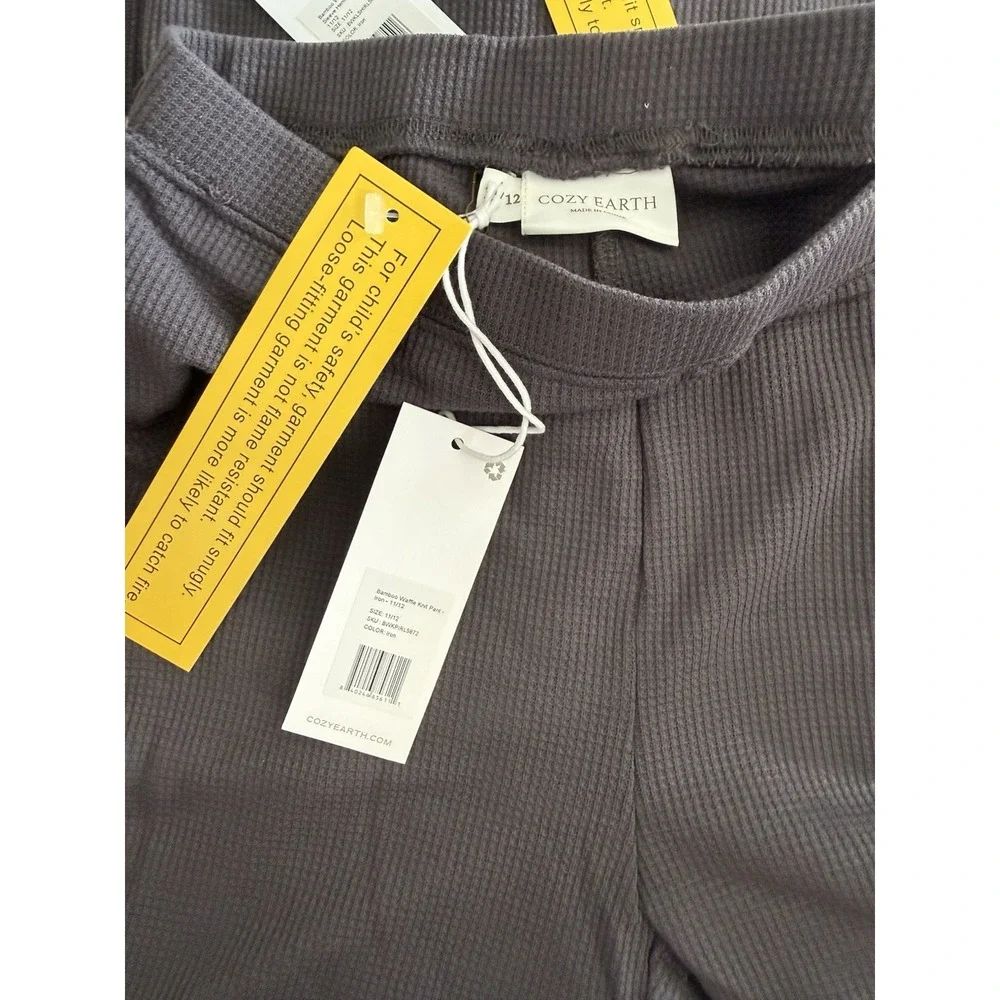 Cozy Earth Kids Bamboo Waffle Knit Thermal Base Layer Set Iron 11/12 NWT $135